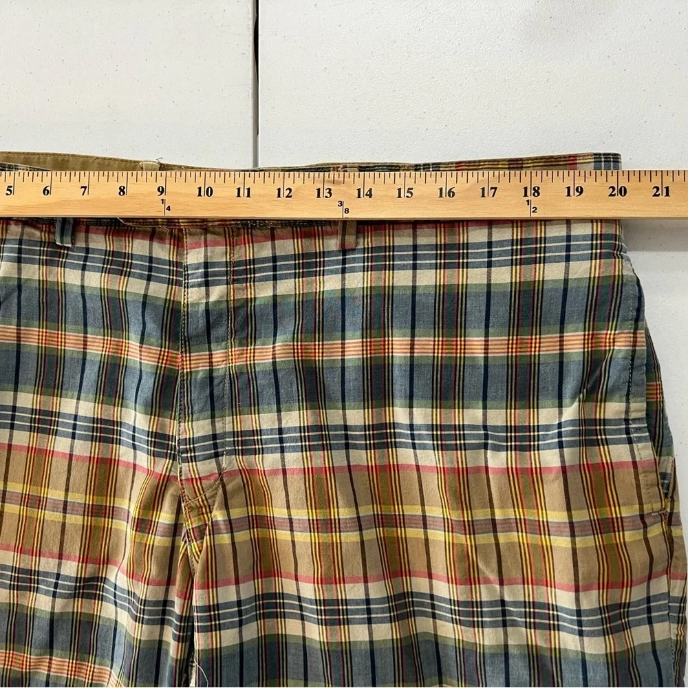 Polo by Ralph Lauren Rerversible Mens Shorts Khaki Tan Plaid Preppy 90s Sz 40